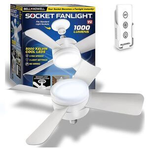 Bell + Howell - Socket Ceiling Fan with Light and Remote Control 1 White